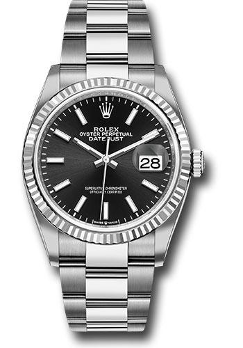 Rolex Datejust 126234 Steel 36 Fluted Bezel - Black Index Dial - Oyster Bracelet - 2019 Release - bkio
