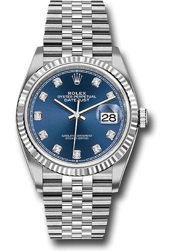 Rolex Datejust 126234 Steel 36 Fluted Bezel - Blue Diamond Dial - Jubilee Bracelet - 2019 Release - bldj