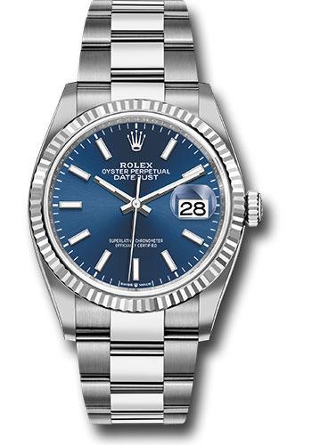 Rolex Datejust 126234 Steel 36 Fluted Bezel - Blue Index Dial - Oyster Bracelet - 2019 Release - blio
