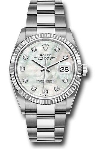 Rolex Datejust 126234 Steel 36 Fluted Bezel - Mother-of-Pearl Diamond Dial - Oyster Bracelet - 2019 Release - mdo