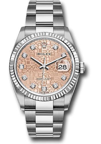 Rolex Datejust 126234 Steel 36 Fluted Bezel - Pink Jubilee Diamond Dial - Oyster Bracelet - 2019 Release - pjdo