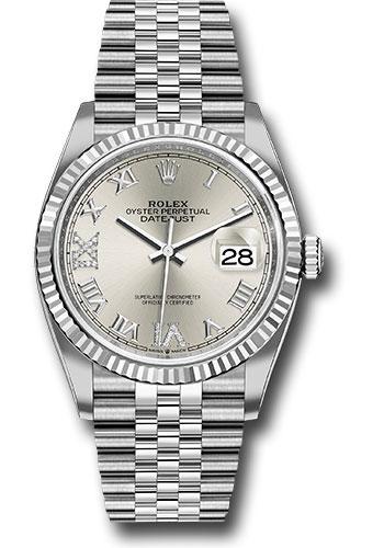 Rolex Datejust 126234 Steel 36 Fluted Bezel - Silver Diamond Roman VI and IX Dial - Jubilee Bracelet - 2019 Release - sdr69j Main image