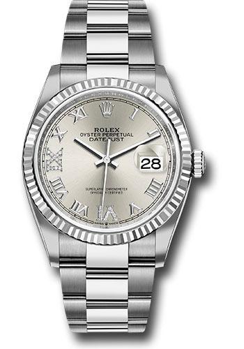 Rolex Datejust 126234 Steel 36 Fluted Bezel - Silver Diamond Roman VI and IX Dial - Oyster Bracelet - 2019 Release - sdr69o