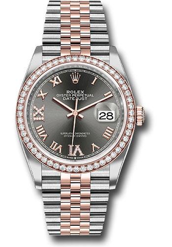 Rolex Datejust 126281RBR Steel and Everose Rolesor 36 Diamond Bezel - Dark Rhodium Roman Dial - Jubilee Bracelet - dkrdr69j Main image