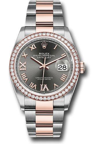 Rolex Datejust 126281RBR Steel and Everose Rolesor 36 Diamond Bezel - Dark Rhodium Roman Dial - Oyster Bracelet - dkrdr69o Main image