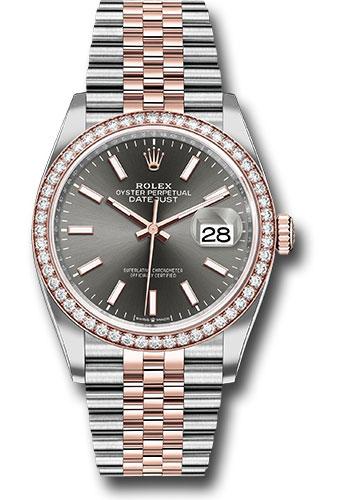 Rolex Datejust 126281RBR Steel and Everose Rolesor 36 Diamond Bezel - Dark Rhodium Index Dial - Jubilee Bracelet - dkrij Main image