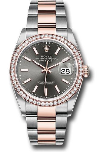 Rolex Datejust 126281RBR Steel and Everose Rolesor 36 Diamond Bezel - Dark Rhodium Index Dial - Oyster Bracelet - dkrio