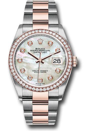 Rolex Datejust 126281RBR Steel and Everose Rolesor 36 Diamond Bezel - White Mother-Of-Pearl Diamond Dial - Oyster Bracelet - mdo Main image