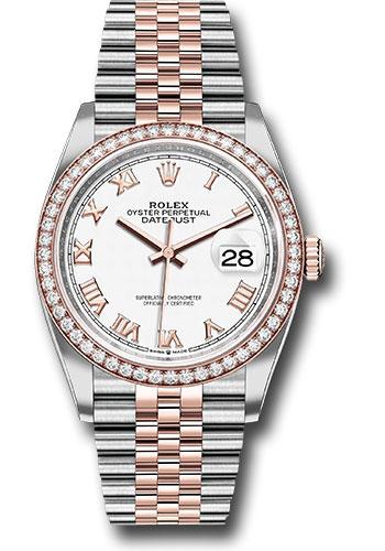 Rolex Datejust 126281RBR Steel and Everose Rolesor 36 Diamond Bezel - White Roman Dial - Jubilee Bracelet - wrj Main image