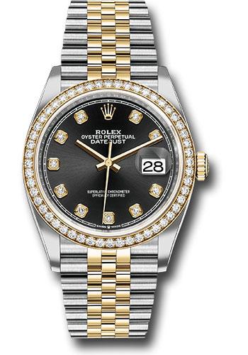 Rolex Datejust 126283RBR Steel and Yellow Gold Rolesor 36 Yellow Diamond Bezel - Black Diamond Dial - Jubilee Bracelet - bkdj Main image