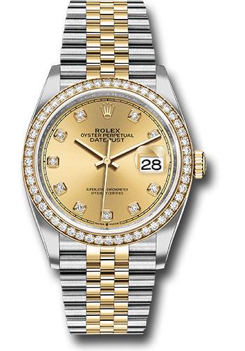 Rolex Datejust 126283RBR Steel and Yellow Gold Rolesor 36 Yellow Diamond Bezel - Champagne Diamond Dial - Jubilee Bracelet - chdj