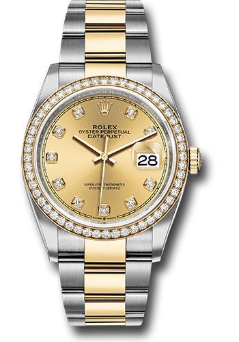 Rolex Datejust 126283RBR Steel and Yellow Gold Rolesor 36 Diamond Bezel - Champagne Diamond Dial - Oyster Bracelet - chdo Main image