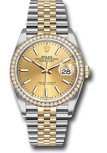 Rolex Datejust 126283RBR Steel and Yellow Gold Rolesor 36 Yellow Diamond Bezel - Champagne Index Dial - Jubilee Bracelet - chij Main image