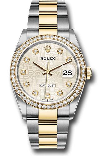 Rolex Datejust 126283RBR Steel and Yellow Gold Rolesor 36 Diamond Bezel - Silver Jubilee Diamond Dial - Oyster Bracelet - sjdo
