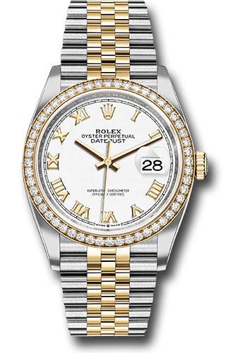 Rolex Datejust 126283RBR Steel and Yellow Gold Rolesor 36 Yellow Diamond Bezel - White Roman Dial - Jubilee Bracelet - wrj Main image
