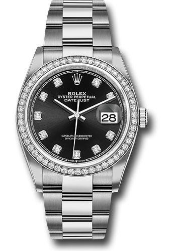 Rolex Datejust 126284RBR Steel 36 Diamond Bezel - Black Diamond Dial - Oyster Bracelet - 2019 Release - bkdo