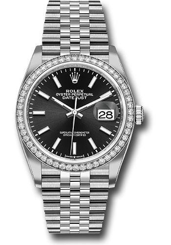 Rolex Datejust 126284RBR Steel 36 Diamond Bezel - Black Index Dial - Jubilee Bracelet - 2019 Release - bkij