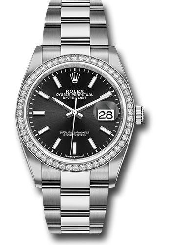 Rolex Datejust 126284RBR Steel 36 Diamond Bezel - Black Index Dial - Oyster Bracelet - 2019 Release - bkio