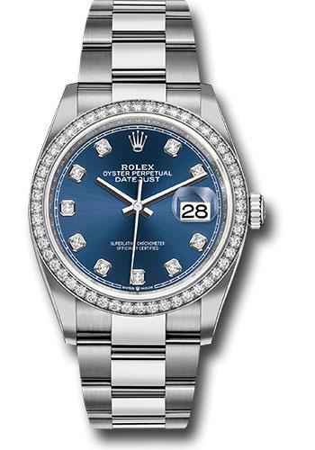 Rolex Datejust 126284RBR Steel 36 Diamond Bezel - Blue Diamond Dial - Oyster Bracelet - 2019 Release - bldo
