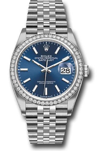 Rolex Datejust 126284RBR Steel 36 Diamond Bezel - Blue Index Dial - Jubilee Bracelet - 2019 Release - blij