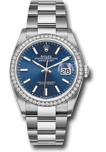 Rolex Datejust 126284RBR Steel 36 Diamond Bezel - Blue Index Dial - Oyster Bracelet - 2019 Release - blio Main image