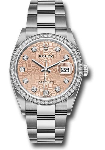 Rolex Datejust 126284RBR Steel 36 Diamond Bezel - Pink Jubilee Diamond Dial - Oyster Bracelet - 2019 Release - pjdo