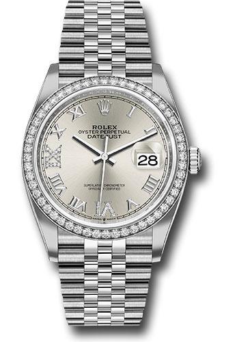 Rolex Datejust 126284RBR Steel 36 Diamond Bezel - Silver Diamond Roman VI and IX Dial - Jubilee Bracelet - 2019 Release - sdr69j Main image