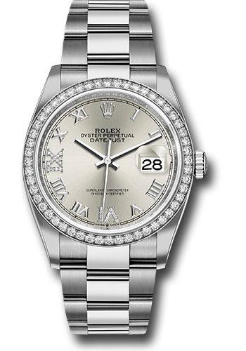 Rolex Datejust 126284RBR Steel 36 Diamond Bezel - Silver Diamond Roman VI and IX Dial - Oyster Bracelet - 2019 Release - sdr69o Main image