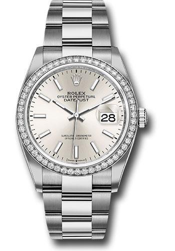 Rolex Datejust 126284RBR Steel 36 Diamond Bezel - Silver Index Dial - Oyster Bracelet - 2019 Release - sio