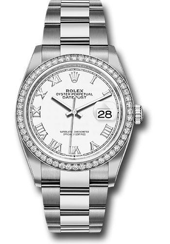 Rolex Datejust 126284RBR Steel 36 Diamond Bezel - White Roman Dial - Oyster Bracelet - 2019 Release - wro