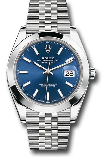 Rolex Datejust 126300 Steel 41 Smooth Bezel - Blue Index Dial - Jubilee Bracelet - blij