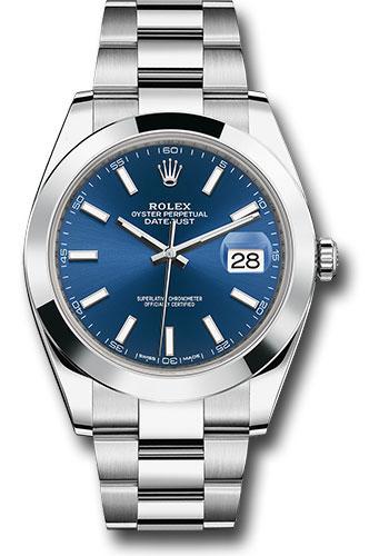 Rolex Datejust 126300 Steel 41 Smooth Bezel - Blue Index Dial - Oyster Bracelet - blio