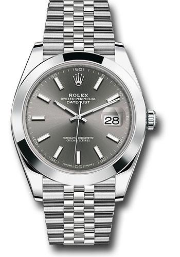Rolex Datejust 126300 Steel 41 Smooth Bezel - Dark Rhodium Index Dial - Jubilee Bracelet - dkrij Main image