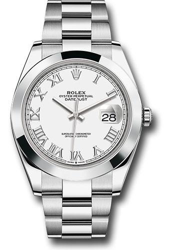 Rolex Datejust 126300 Steel 41 Smooth Bezel - White Roman Dial - Oyster Bracelet - wro