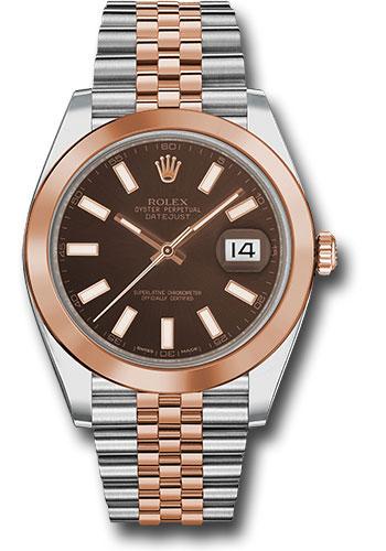 Rolex Datejust 126301 Steel and Everose Rolesor 41 Smooth Bezel - Chocolate Index Dial - Jubilee Bracelet - choij