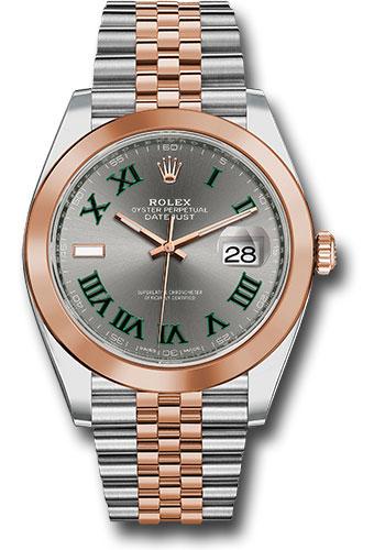 Rolex Datejust 126301 Steel and Everose Gold Rolesor 41 Smooth Bezel - Slate Gray Green Roman Wimbledon Dial - Jubilee Bracelet - slgrj