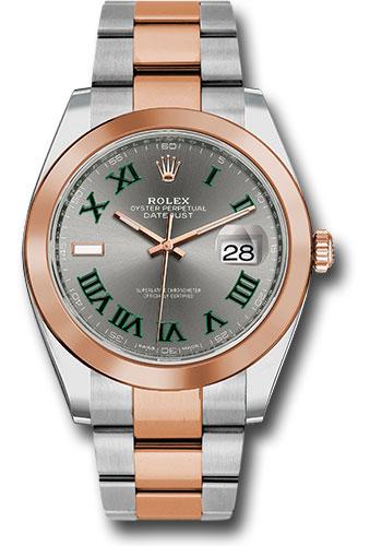 Rolex Datejust 126301 Steel and Everose Gold Rolesor 41 Smooth Bezel - Slate Gray Green Roman Wimbledon Dial - Oyster Bracelet - slgro