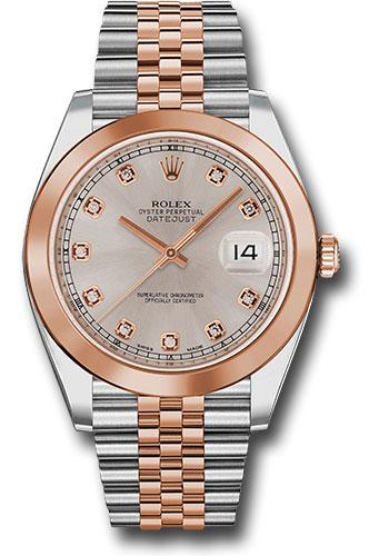 Rolex Datejust 126301 Steel and Everose Rolesor 41 Smooth Bezel - Sundust Diamond Dial - Jubilee Bracelet - sudj