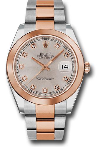 Rolex Datejust 126301 Steel and Everose Rolesor 41 Smooth Bezel - Sundust Diamond Dial - Oyster Bracelet - sudo