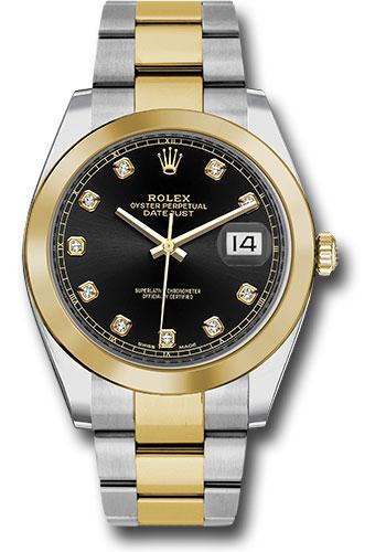 Rolex Datejust 126303 Steel and Yellow Gold Rolesor 41 Smooth Bezel - Black Diamond Dial - Oyster Bracelet - bkdo