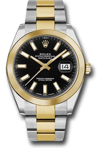 Rolex Datejust 126303 Steel and Yellow Gold Rolesor 41 Smooth Bezel - Black Index Dial - Oyster Bracelet - bkio
