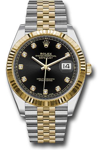 Rolex Datejust 126333 Steel and Yellow Gold Rolesor 41 Fluted Bezel - Black Diamond Dial - Jubilee Bracelet - bkdj