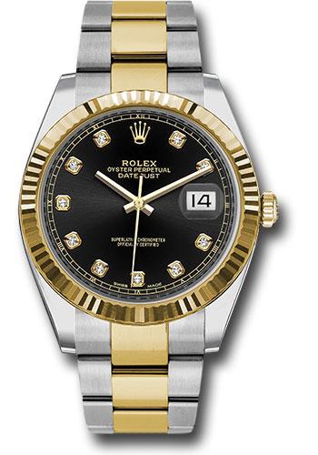 Rolex Datejust 126333 Steel and Yellow Gold Rolesor 41 Fluted Bezel - Black Diamond Dial - Oyster Bracelet - bkdo Main image
