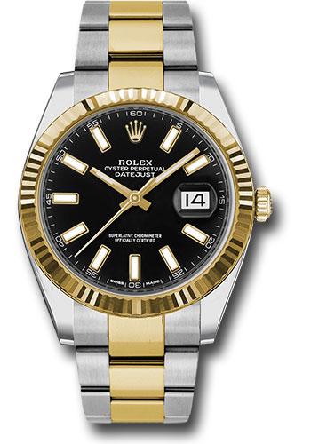 Rolex Datejust 126333 Steel and Yellow Gold Rolesor 41 Fluted Bezel - Black Index Dial - Oyster Bracelet - bkio