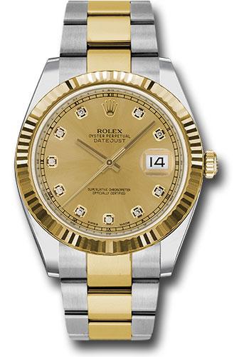 Rolex Datejust 126333 Steel and Yellow Gold Rolesor 41 Fluted Bezel - Champagne Diamond Dial - Oyster Bracelet - chdo Main image