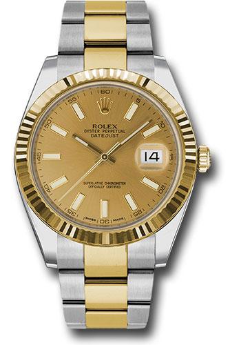 Rolex Datejust 126333 Steel and Yellow Gold Rolesor 41 Fluted Bezel - Champagne Index Dial - Oyster Bracelet - chio
