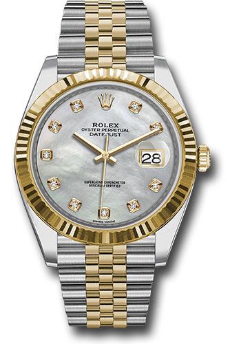Rolex Datejust 126333 Steel and Yellow Gold Rolesor 41 Fluted Bezel - White Mother-Of-Pearl Diamond Dial - Jubilee Bracelet - mdj Main image