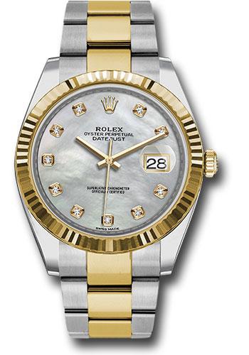 Rolex Datejust 126333 Steel and Yellow Gold Rolesor 41 Fluted Bezel - White Mother-Of-Pearl Diamond Dial - Oyster Bracelet - mdo Main image