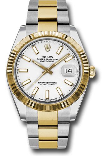 Rolex Datejust 126333 Steel and Yellow Gold Rolesor 41 Fluted Bezel - White Index Dial - Oyster Bracelet - wio