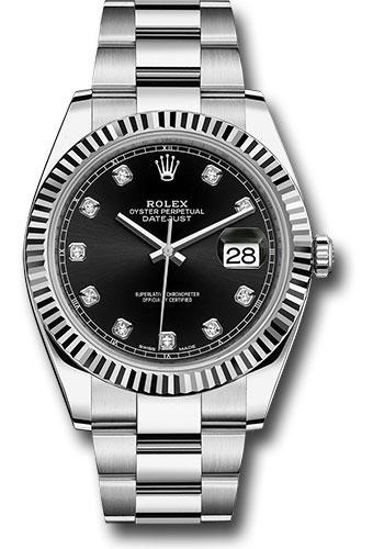 Rolex Datejust 126334 Steel and White Gold Rolesor 41 Fluted Bezel - Black Diamond Dial - Oyster Bracelet - bkdo Main image
